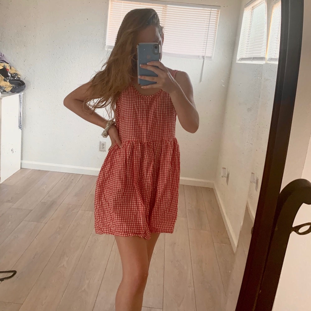 Red Gingham Lauren James babydoll dress